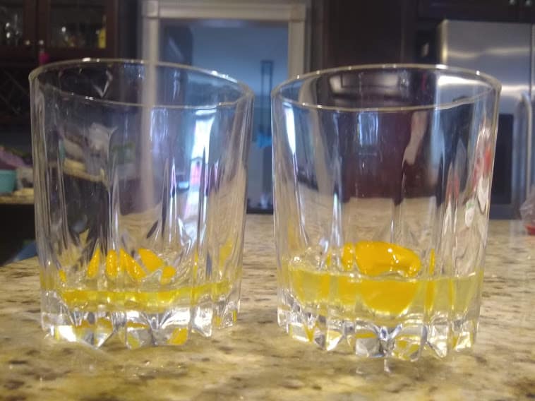 bantam chickens vs standard egg yolk in glass